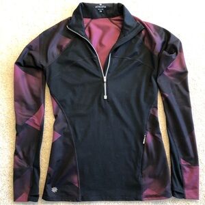 Athleta Black and Burgundy Quarter-Zip Top